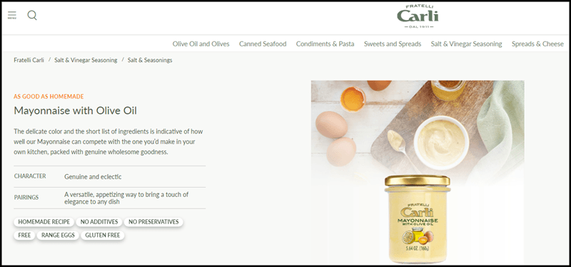 Fratelli Carli mayonnaise with olive oil