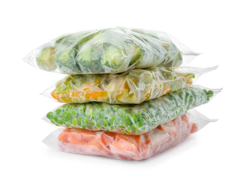 Freezer bags with veggies