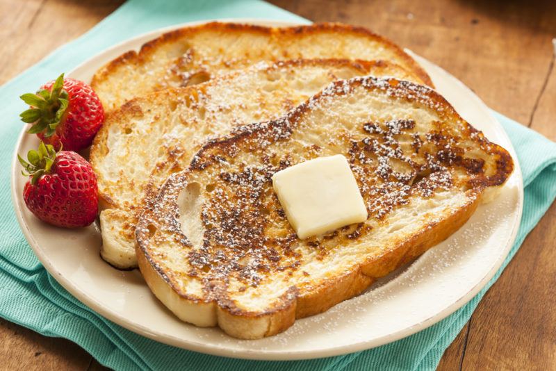 Sliced French toast with butter