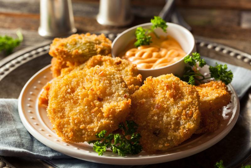 Fried green tomatoes on a plate