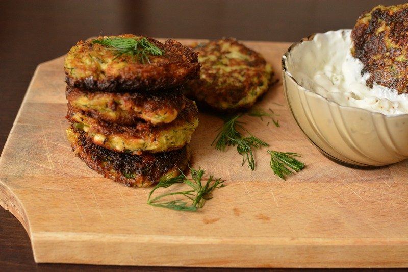 Fried Zucchini & Feta Cheese Patties with Tzatziki Food For Net
