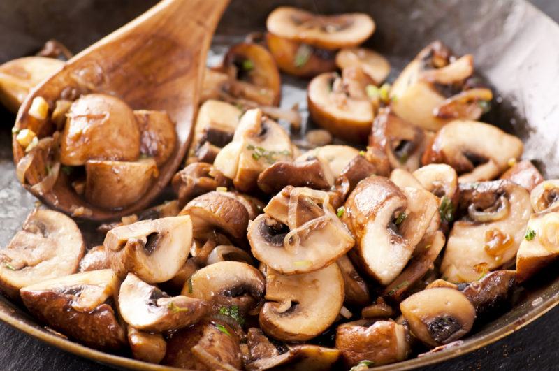 Fried mushrooms in a pan