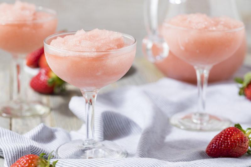 Three cocktails of frozen rose