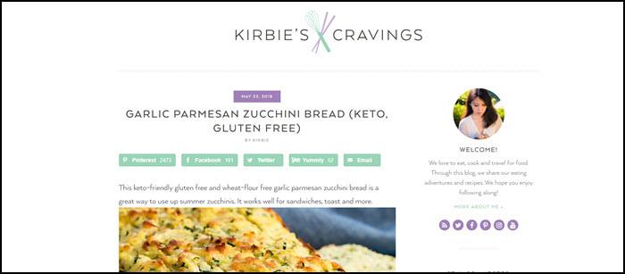 Website screenshot from Kirbie's Cravings