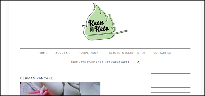 Website screenshot from Keen for Keto