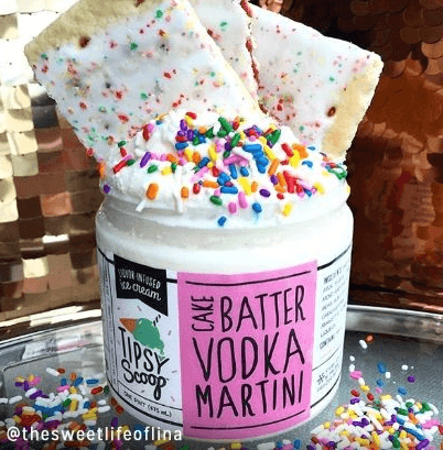 A container of vodka martini ice cream