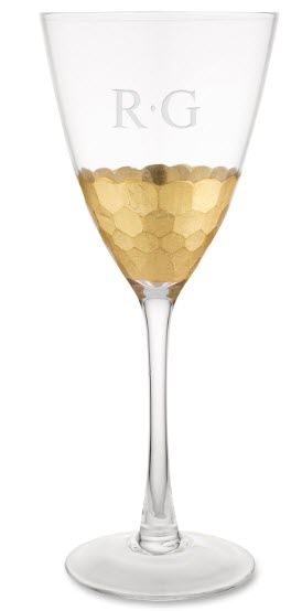 Hammered Gold Base Wine Glass | Food For Net Wine glass with hammered gold at the bottom