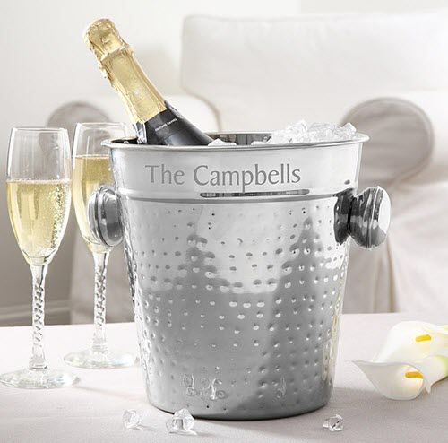 Hampton Collection Engraved Chiller And Ice Bucket | Food For Net A stainless steel ice bucket with champagne
