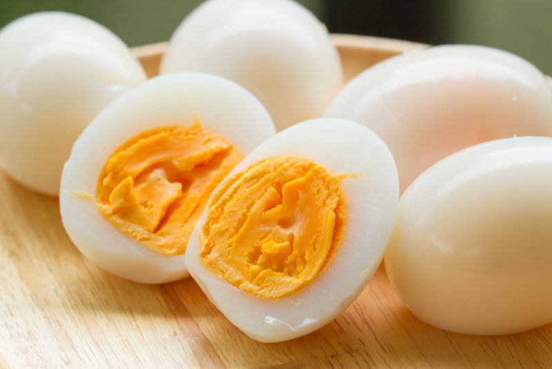 A collection of hard boiled eggs on a plate