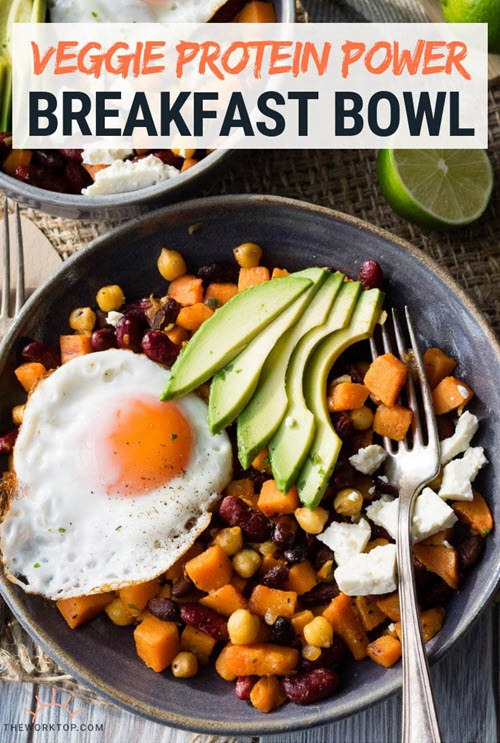 Healthy Breakfast Bowl With Sweet Potatoes And Beans