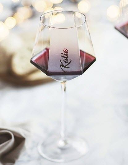 Hexagonal Wine Glass | Food For Net Wine glass in the shape of a hexagon with a frosted side.