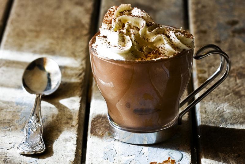 A rich hot chocolate with cream