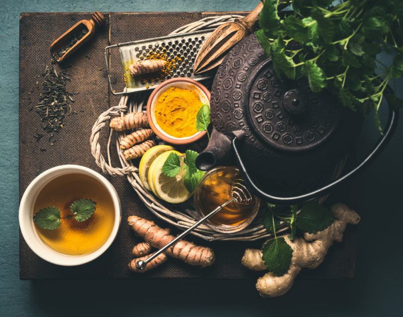 Various spices and honey to make hot drinks