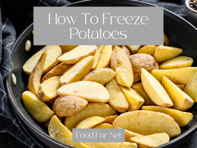A black dish containing frozen potato wedges, looking at how to freeze potatoes