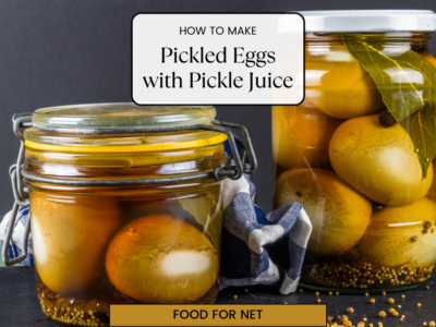 Two jars containing pickled eggs, looking at how to make pickled eggs in pickle juice.