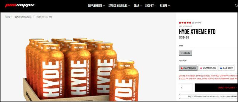 A container of Hyde Xtreme RTD against a white background on the company's website