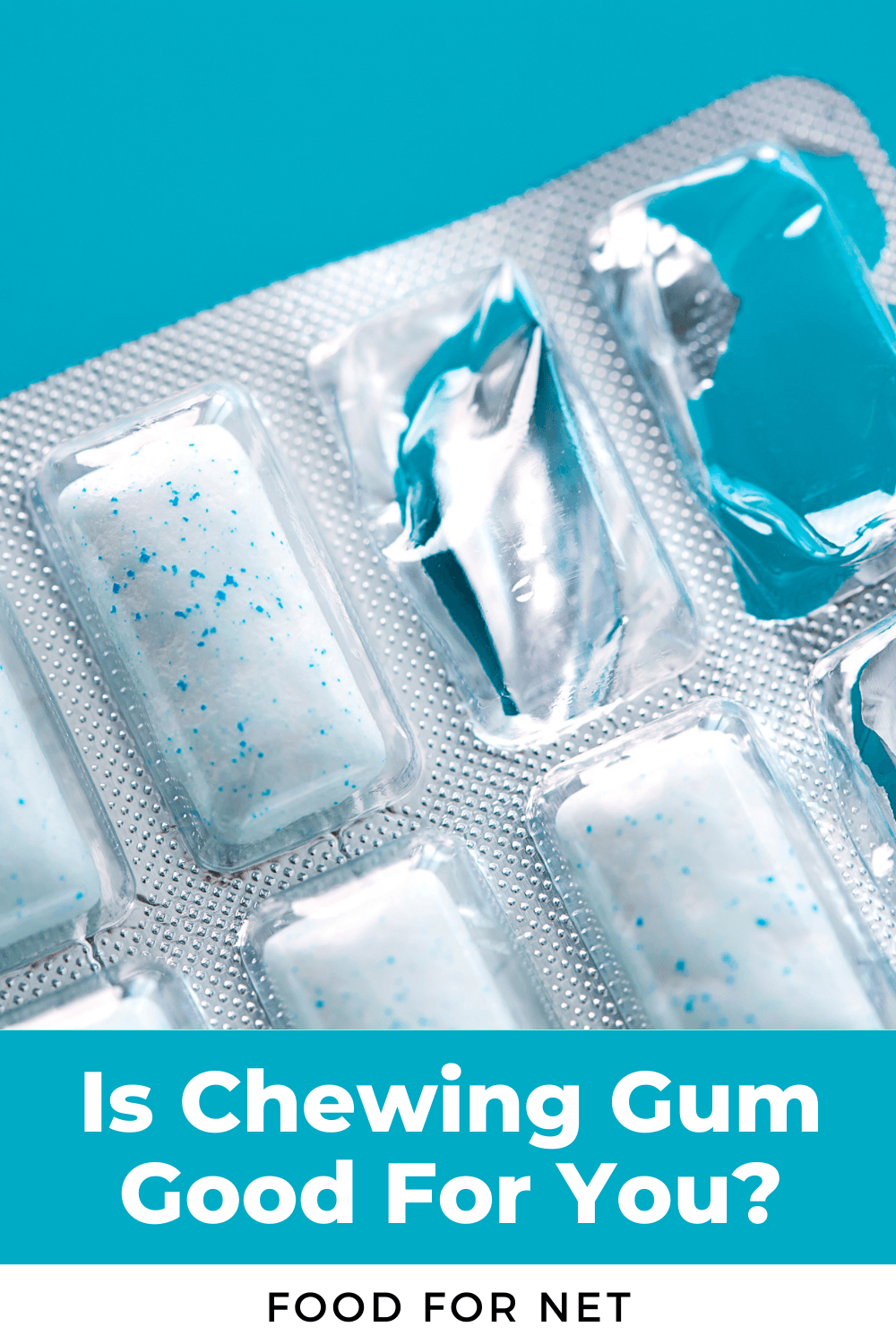 A packet of chewing gum against a blue background, highlighting the question of whether chewing gum is good for you