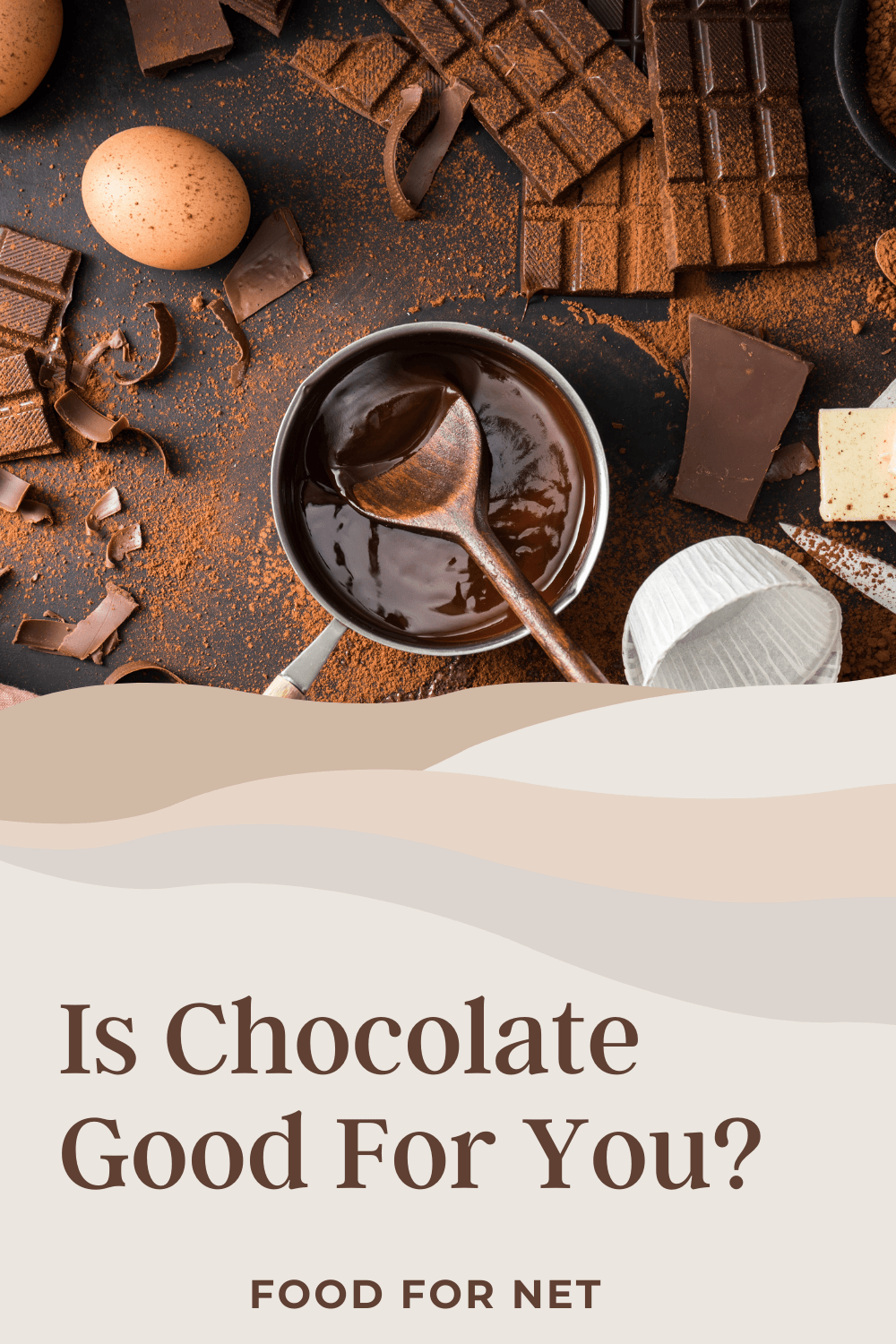 Is Chocolate Good For You? A dark table with many types of chocolate and a bowl of melted chocolate