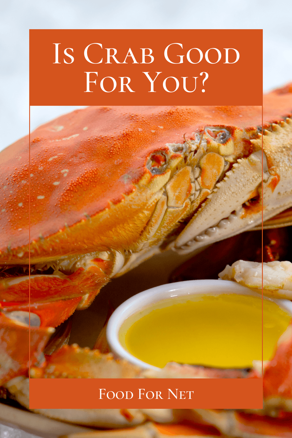 A single crab on a table next to a bowl of oil, looking at whether crab is good for you