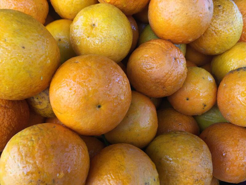 a closeup image of a pile of Jaffa oranges