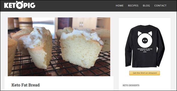 Website screenshot from Keto Pig