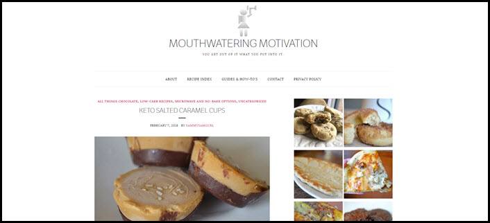 Website screenshot from Mouthwatering Motivation