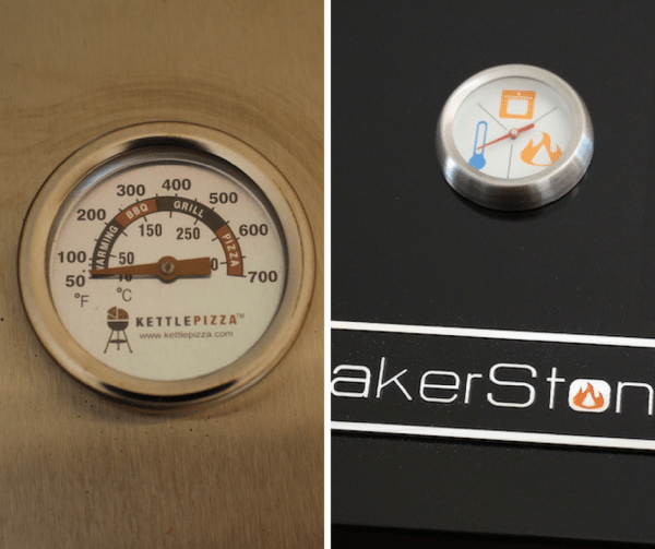 kettlepizza vs bakerstone temperature gauges side bys ide