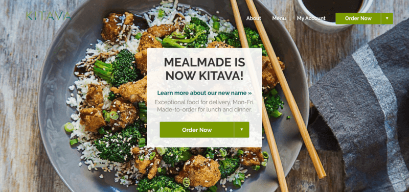 Kitava Formerly Meal Made Website Screenshot with broccoli and chicken in bowl