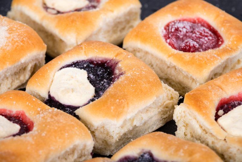 A selection of kolaches with jam as the filling