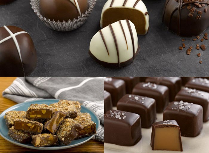 Different types of chocolate on a table