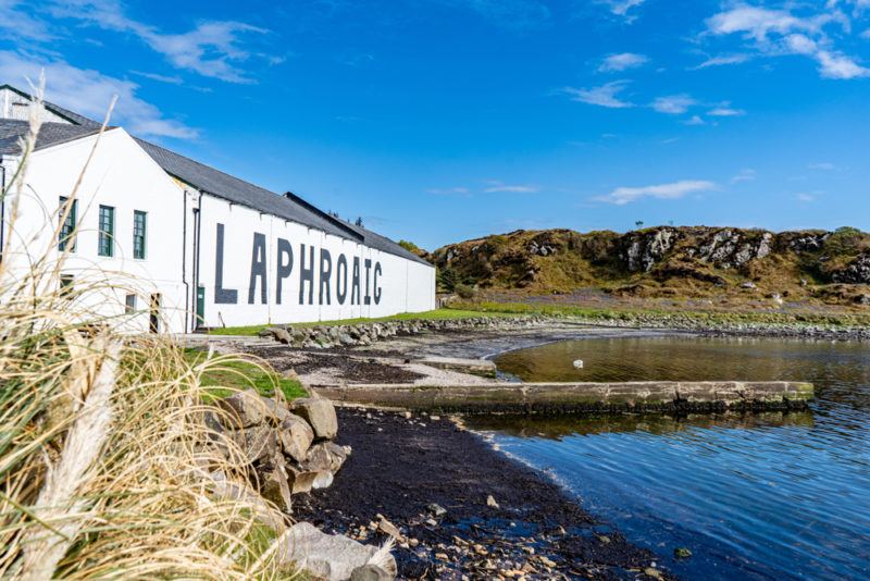 Laphroaig distillery in Port Ellen Scotland