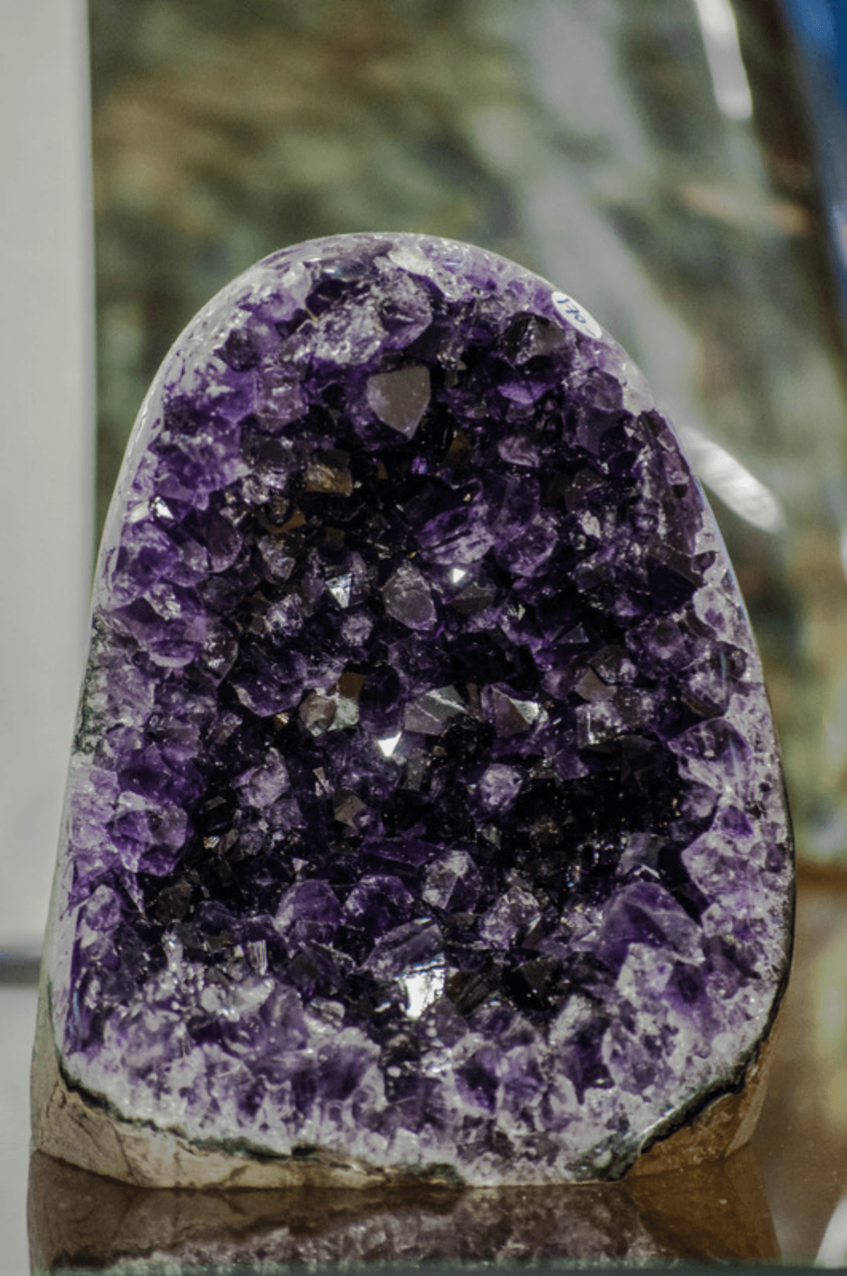 The inside of a large sparkly Purple Geode