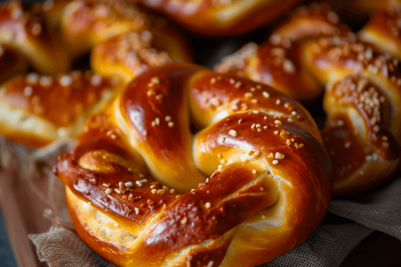 Freshly made large bagel bites on a wooden table