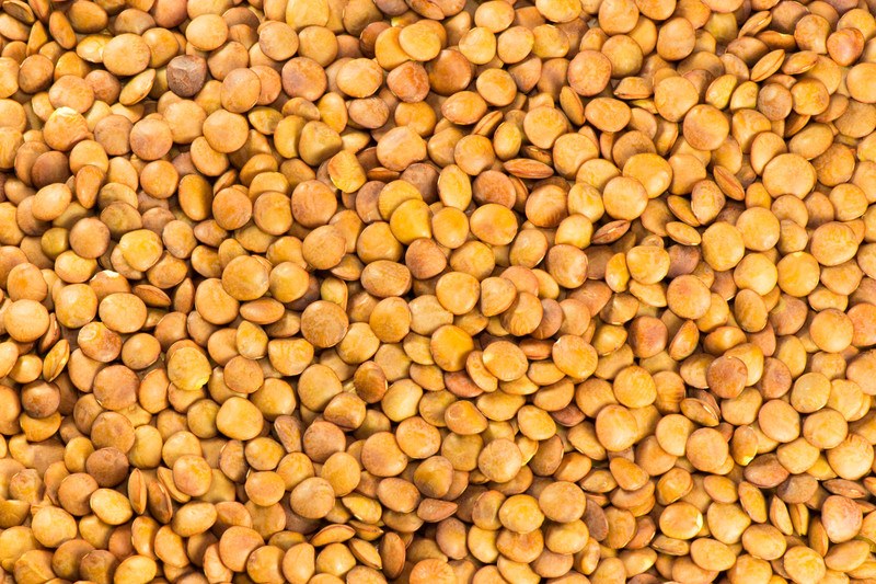 This photo shows a closeup background filled with light brown lentils.