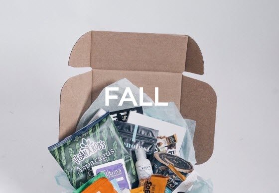 A box with various snacks and the word Fall