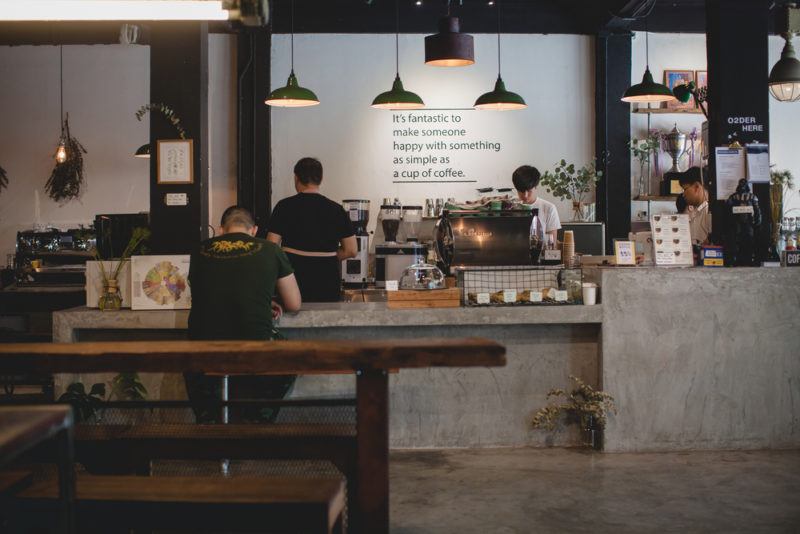 A cafe serving hot coffee