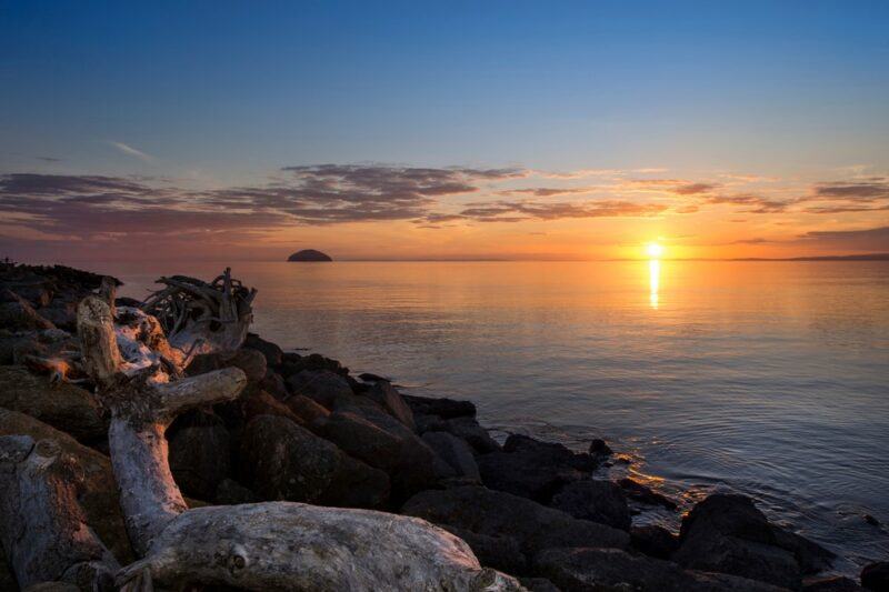 Looking out at the ocean at sunset from Givan