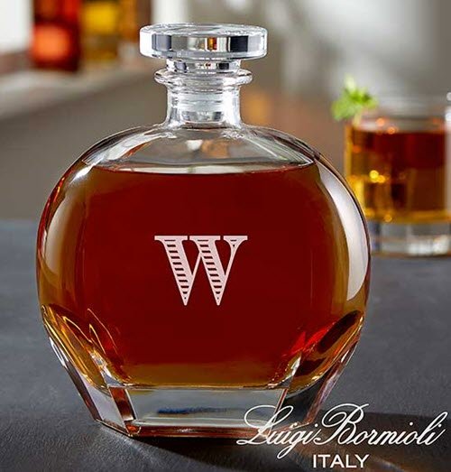 Luigi Bormioli Engraved Whiskey Decanter | Food For Net A decanter with an engraved W