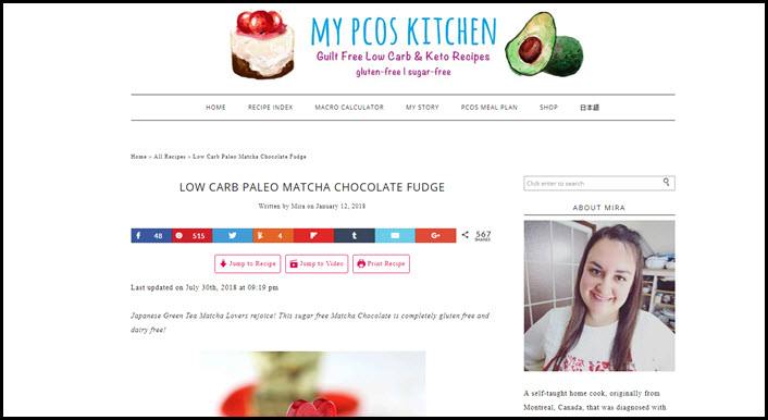 Website screenshot from My PCOS Kitchen