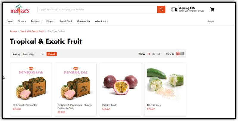 Melissa's online produce