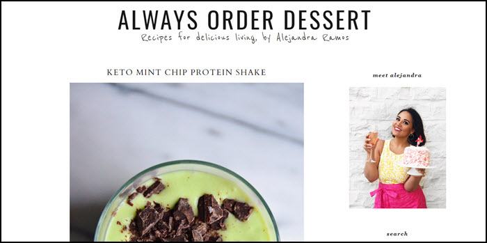 Website screenshot from Always Order Dessert