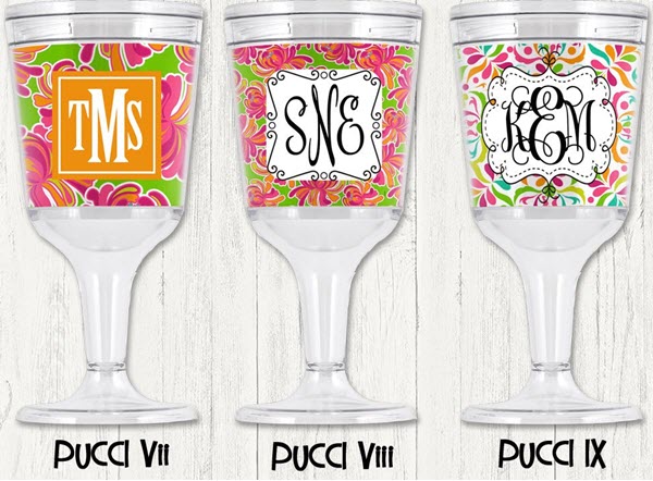 Monogrammed Acrylic Wine Glasses2 | Food For Net Selection of 3 bright acrylic tumblers