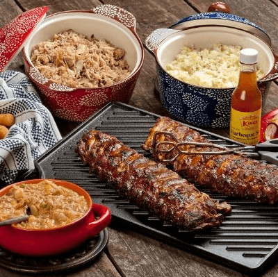 A selection of meat on a table