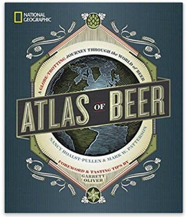 Book cover showing a globe with the words Atlas of Beer across the middle. 