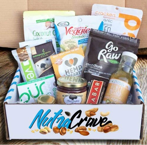 A box of healthy and raw snacks