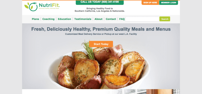 NutriFit website screenshot showing a bowl of roasted potatoes. 