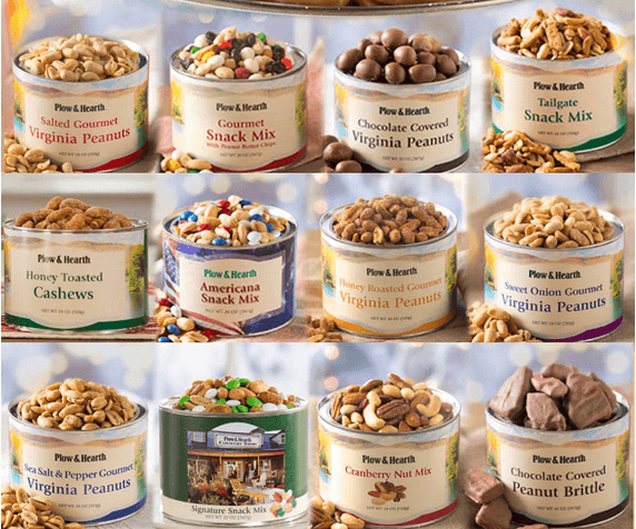 The nuts of the month club from Plow & Health, showing 12 containers of nuts.