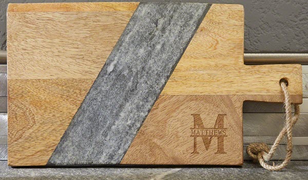 Oakmont-Mango-Wood-Marble-Cutting-Board | Food For Net Wooden cutting board with slate
