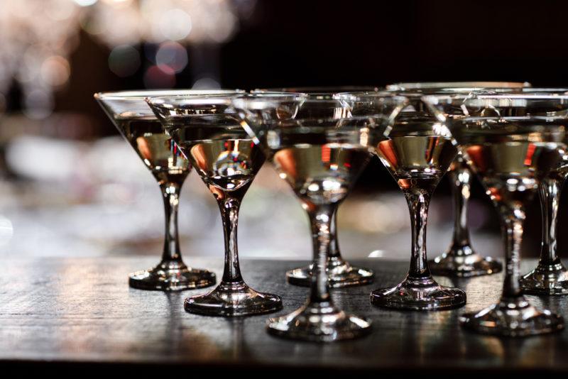 A selection of obituary cocktails on a table