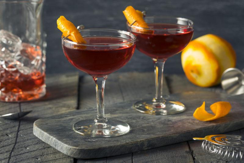 Two old pal cocktails on a wooden slate